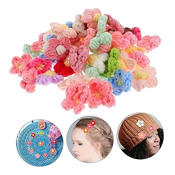 お花いっぱい毛糸モチーフ　大判　値下げ Amazon.co.jp: WRITWAA 50個 立体毛糸の花 かわいいお花の刺繍
